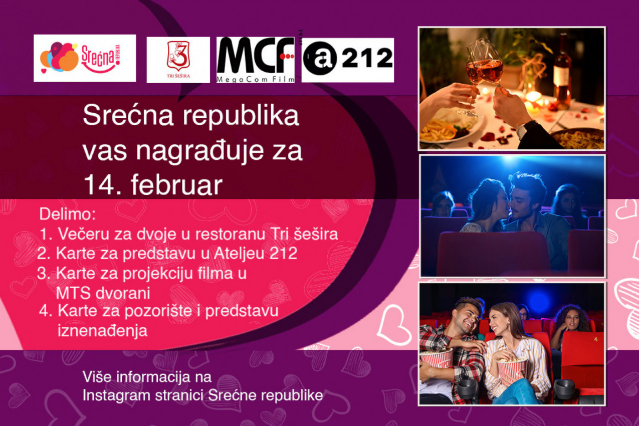 SREĆNA REPUBLIKA VAS DARUJE ZA DAN ZALJUBLJENIH: Provedite nezaboravan 14. februar s voljenom osobom, pamtićete ga zauvek!