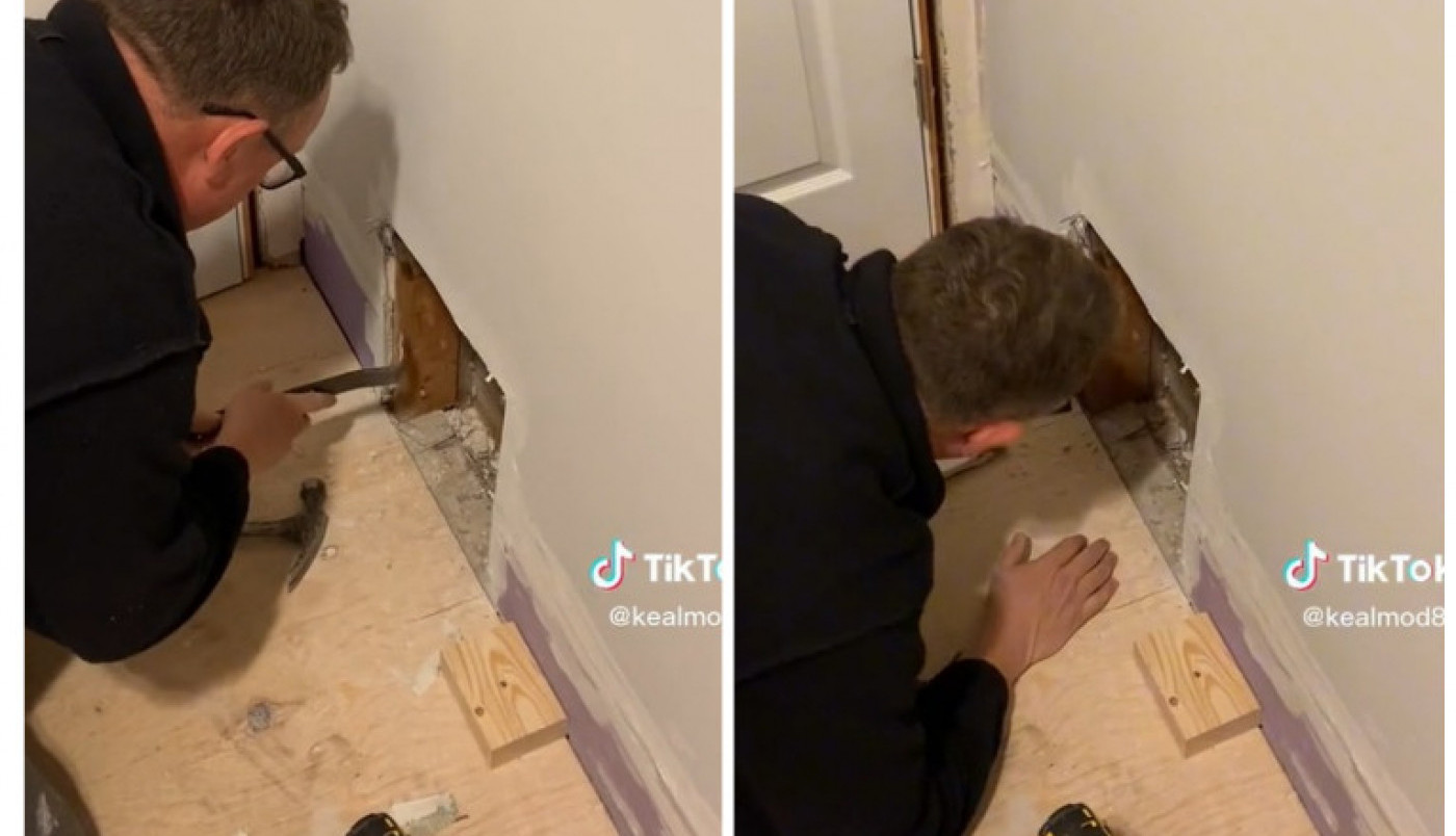 MUŽ JE ZAZIDAO DEREKA U ZID I NIKO NIŠTA NIJE PRIMETIO: Posle mnogo sati razvalili smo gipsane ploče, usledio je šok! (VIDEO)