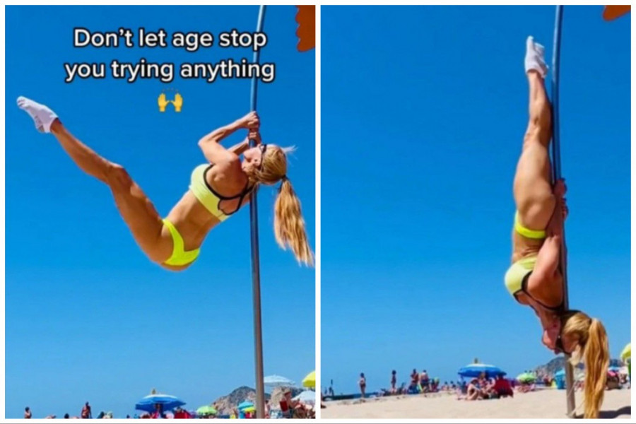 VIDELA JE ŠIPKU NA PLAŽI I ODMAH SKOČILA NA NJU: Muškarci nisu ni trepnuli gledajući njen performans i atrubute koji su kipeli iz malenog žutog bikinija! (VIDEO)