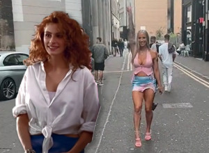 VRELA BAKA ZAGRMELA NA ULICI: Kratka suknja, duge noge i dekolte do pupka kad krene na posao! (FOTO+VIDEO)