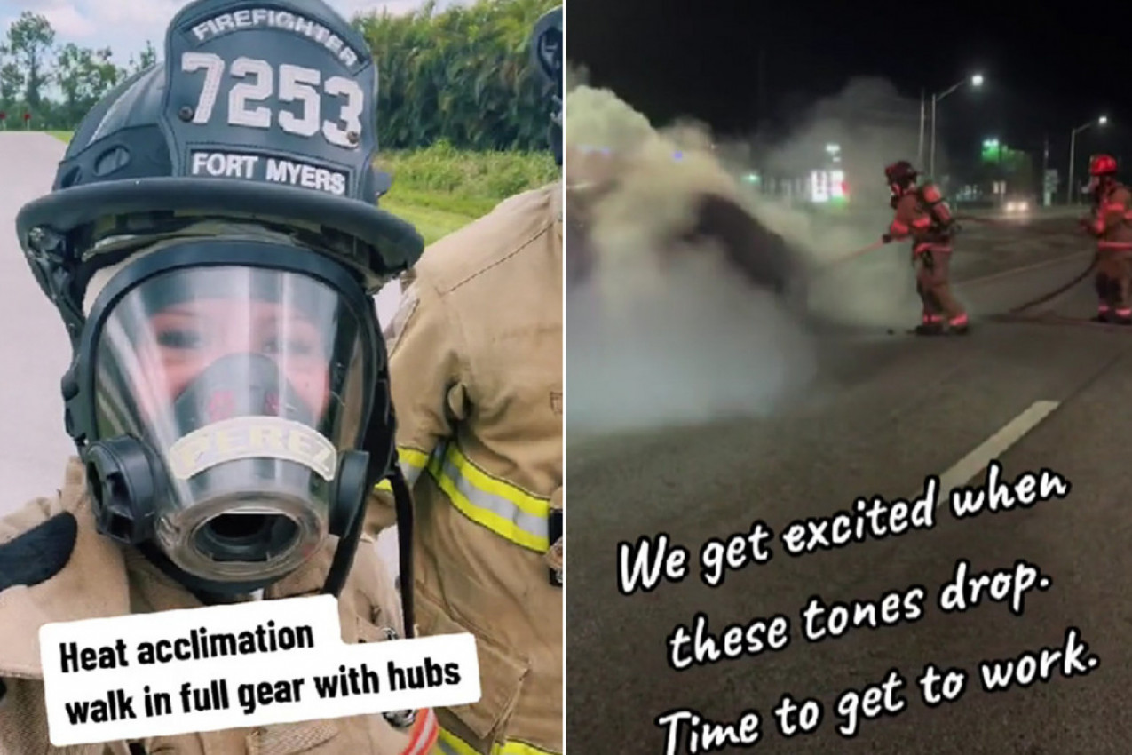 SKINULA JE MASKU I ŠLEM VATROGASCA A MUŠKARCI ZANEMELI: Plavokosa lepotica bujnih oblina vrelija od požara koje gasi! (VIDEO)