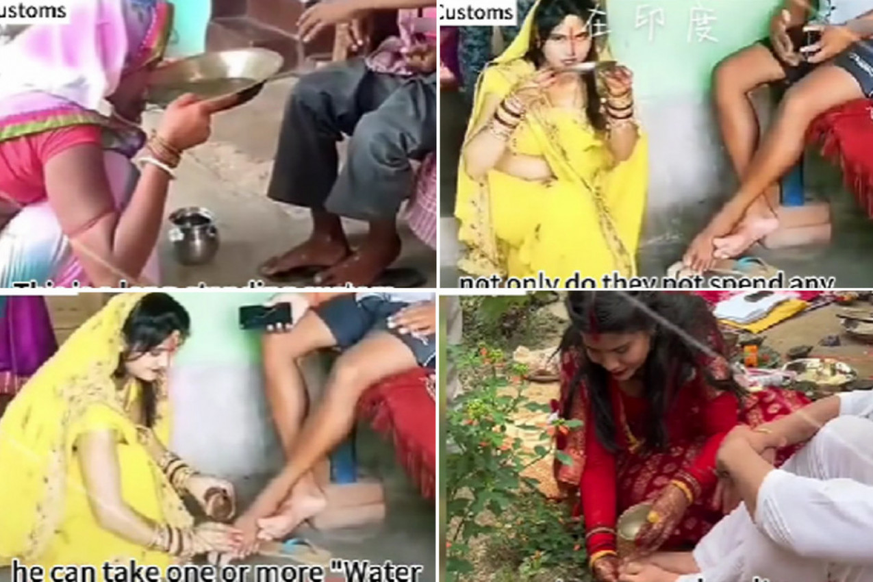 MLADA U INDIJI MORA DA POPIJE VODU U KOJOJ JE NJEN SUPRUG PRAO NOGE: Bizarni običaji šokirali su javnost, a evo šta joj je strogo zabranjeno! (VIDEO)
