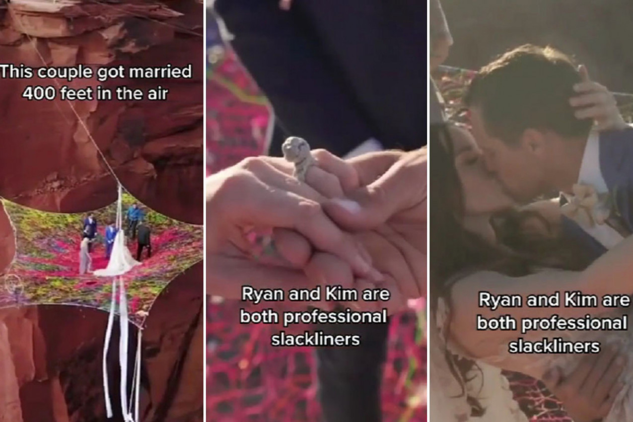 VENČANJE O KOJEM BRUJI CEO SVET: Svi su drhtali od straha gledajući šta se dešava na litici, da li je ovo hrabrost ili ludost! (VIDEO)