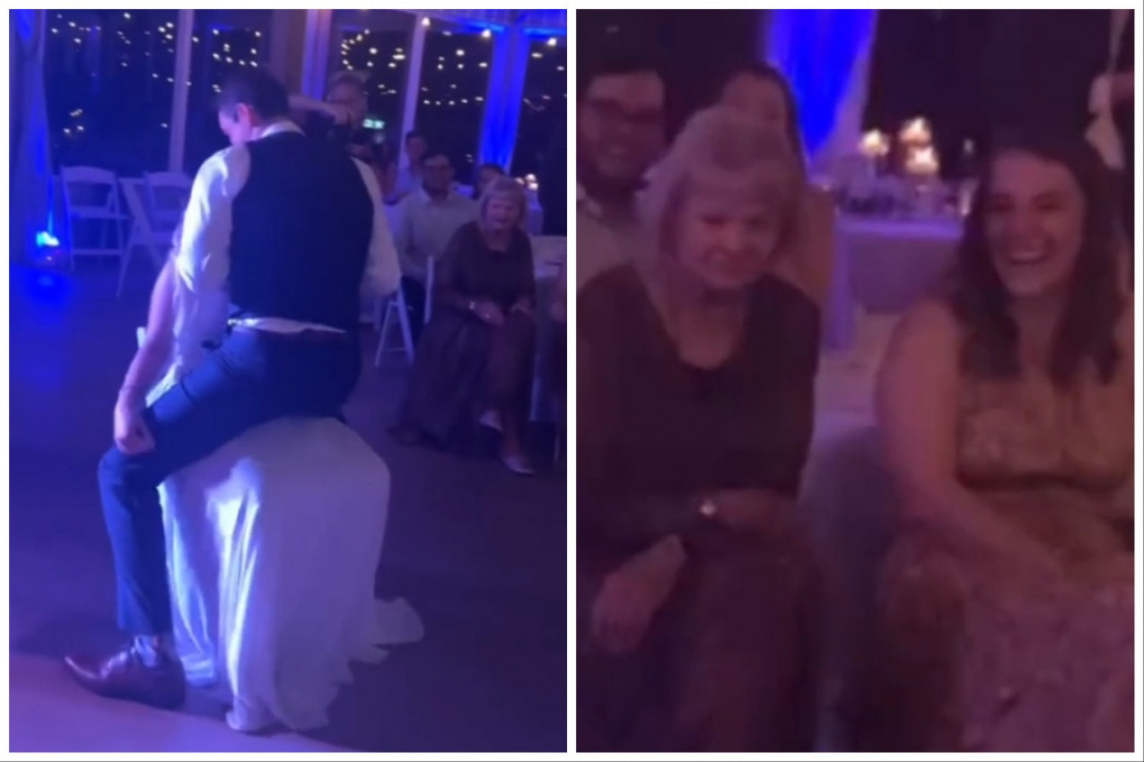 MLADOŽENJA PRIREDIO MLADI PLES U KRILU, PA ZARONIO GLAVU ISPOD NJENE SUKNJE: Nevestina baka šokirano gledala sve iz prvog reda! (FOTO+VIDEO)