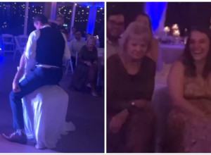 MLADOŽENJA PRIREDIO MLADI PLES U KRILU, PA ZARONIO GLAVU ISPOD NJENE SUKNJE: Nevestina baka šokirano gledala sve iz prvog reda! (FOTO+VIDEO)