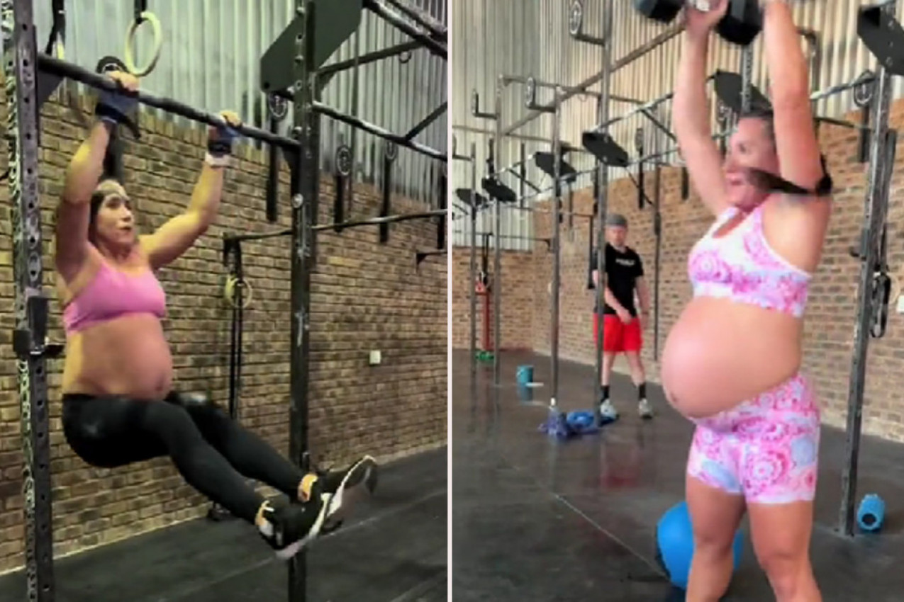U 6. MESECU TRUDNOĆE DIŽE TEGOVE, RADI ZGIBOVE I SKLEKOVE KAO OD ŠALE: Ova žena nosi blizance, ljudi su u neverici kad uđe u teretanu i počne da vežba! (VIDEO)