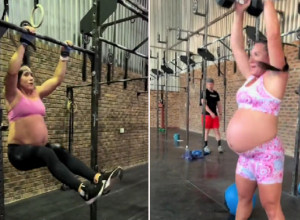 U 6. MESECU TRUDNOĆE DIŽE TEGOVE, RADI ZGIBOVE I SKLEKOVE KAO OD ŠALE: Ova žena nosi blizance, ljudi su u neverici kad uđe u teretanu i počne da vežba! (VIDEO)
