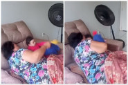 VENTILATOR "NAPAO" BAKU I UNUKU: Žena je izbezumljeno gađala uređaj, a onda je usledila nova drama zbog koje su se svi smejali do suza (FOTO+VIDEO)