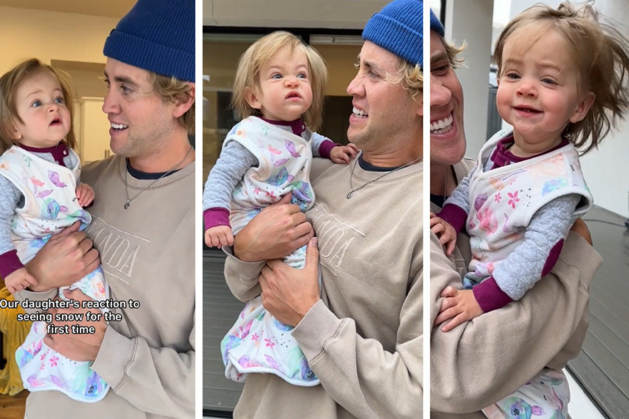 OTAC JE IZVEO DEVOJČICU ISPRED KUĆE: Kada je videla ovo bila je potpuno iznenađena, a njena reakcija i grimase nasmejale su sve! (VIDEO)