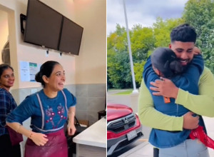 RADILA JE U LOKALU KAD JE UGLEDALA NJEGA: Bacila je kecelju i potrčala mu u zagrljaj, svi su ih gledali sa suzama u očima! (VIDEO)