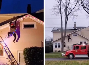 KOMŠIJE PRETRNULE OD STRAHA KADA SU VIDELE ČOVEKA KAKO VISI SA KROVA: Odmah su pozvali vatrogasce ali je akcija spasavanja izostala! (VIDEO)