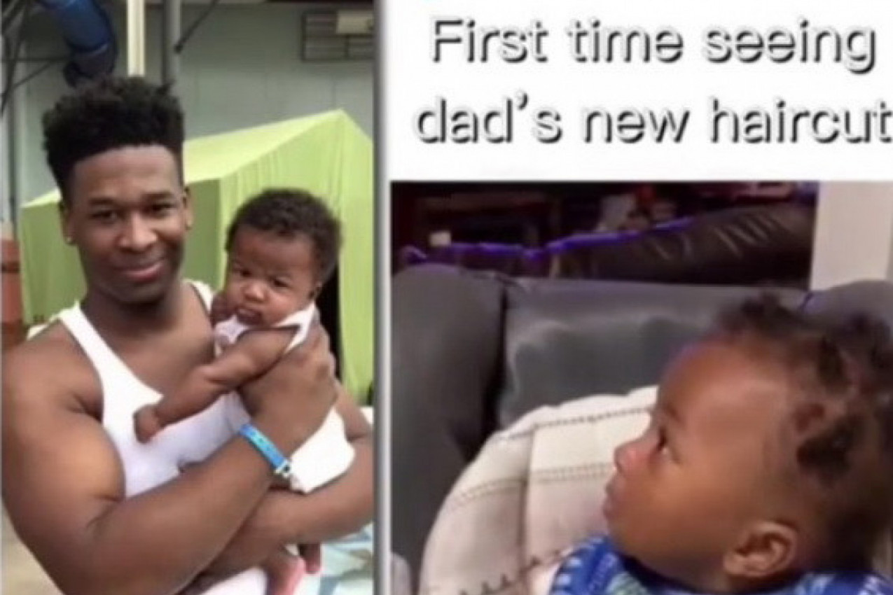 URNEBESNA REAKCIJA BEBE NA OČEVU FRIZURU: Tata u šoku jer nije očekivao ovakvo ponašanje svog sina! (VIDEO)