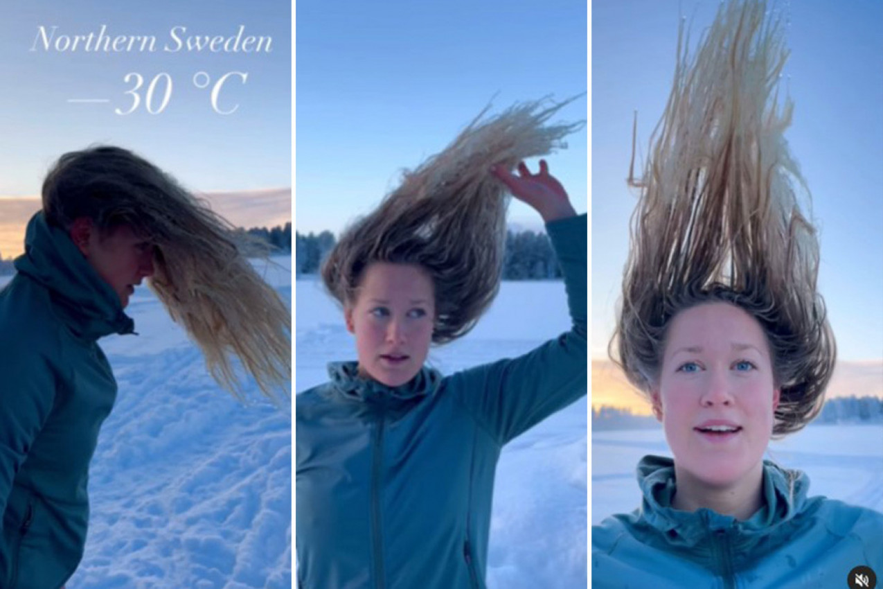 POKVASILA JE KOSU I NA -30 IZAŠLA NAPOLJE: Svi gledaju u frizuru ove devojke i pitaju se samo jedno (VIDEO)