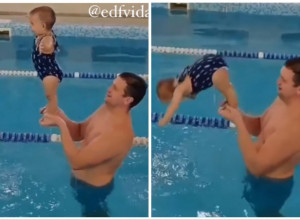 SNIMAK KOJI ODUZIMA DAH: Beba od nepunih godinu dana pliva i roni kao profesionalni vaterpolista! (VIDEO)