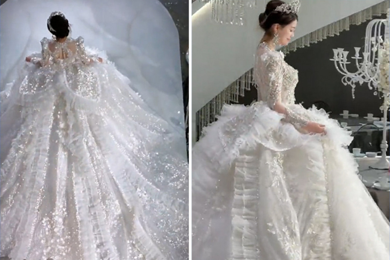 ZA OVOM VENČANICOM SU DEVOJKE POLUDELE:  Žene su opčinjene haljinom, a mladoženje se hvataju za glavu(VIDEO)