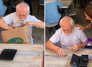 POGURENI DEKA JE IZVADIO POSLEDNJI SITNIŠ ZA RUČAK: Usledilo je nešto čemu se nije nadao što ga je dovelo do suza! (VIDEO)