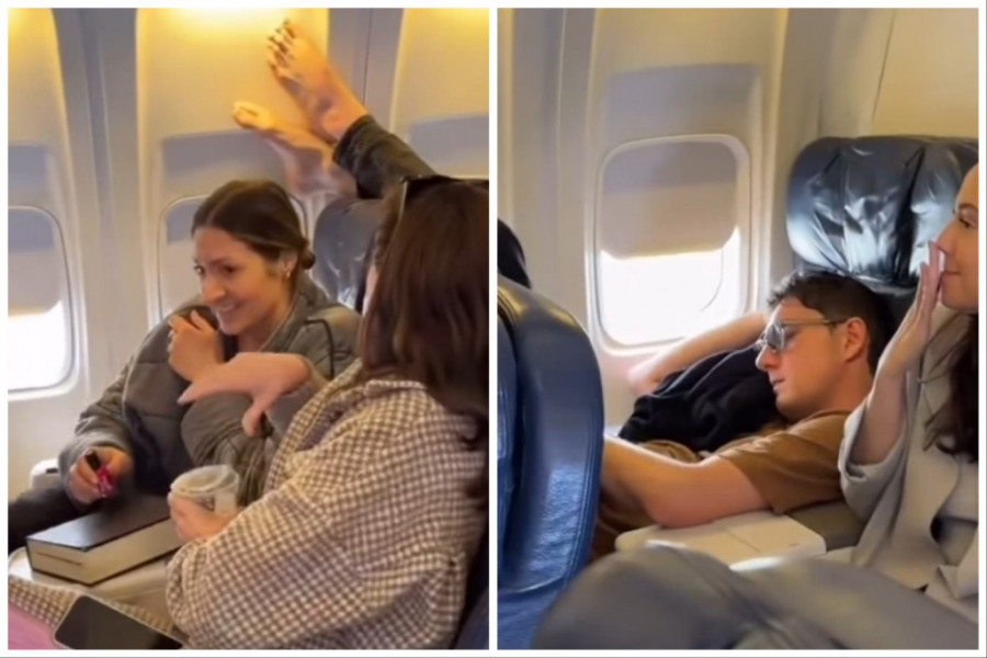 TOKOM AVIONSKOG LETA MOMAK IZA NJE JE DIGAO NOGE I URADIO OVO: Način na koji mu se osvetila je genijalan, svi su snimali! (VIDEO)