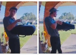 NEŠTO JE PROLETELO IZA DOSTAVLJAČA PICE I UPALO U KUĆU: Vrata su se zalupila, a usledili su vrisci! (VIDEO)