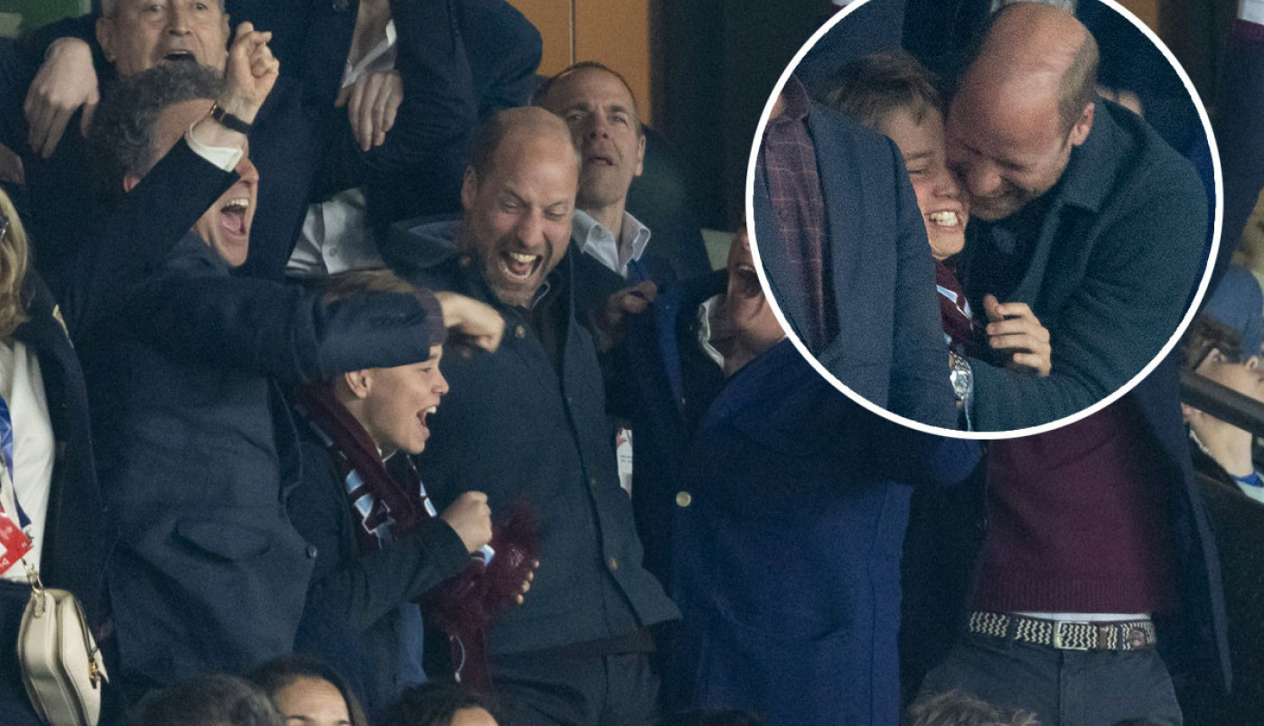 Najvatreniji navijači - Princ Vilijam je sa sinom Džordžom i prijateljima ovako slavio gol koji je njegov tim, Aston Vila, postigao u Parizu protiv PSŽ.