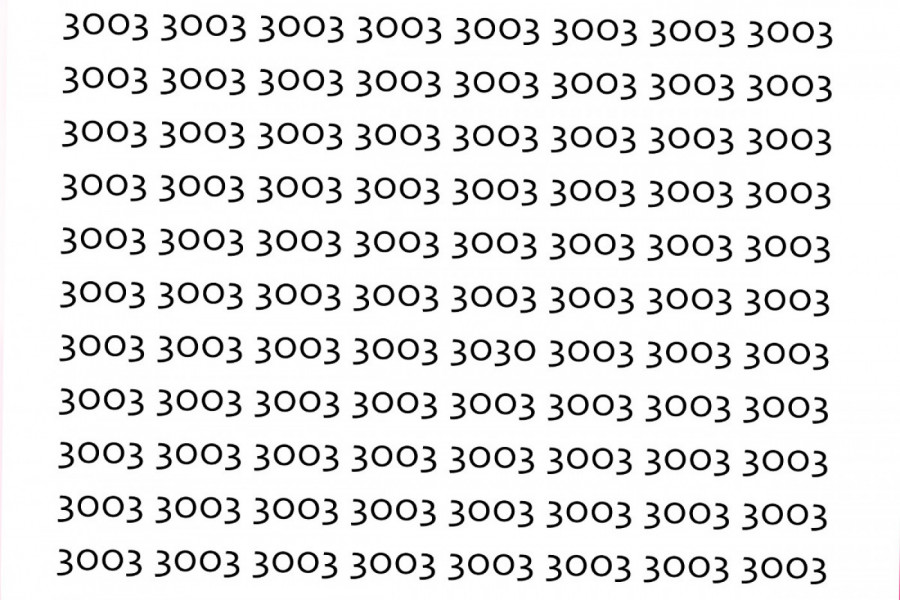 MOŽETE DA GLEDATE 5 MINUTA I NE VIDITE REŠENJE, SAMO 2 ODSTO LJUDI MOŽE DA NAĐE BROJ 3030 ZA 15 SEKUNDI: Super test vaše koncentracije (FOTO)