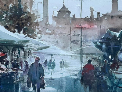 Povodom 45-og rođendana galerije Singidunum,umetnik je na 45 godina starom akvarel papiru naslikao akvarele za ovu postavku