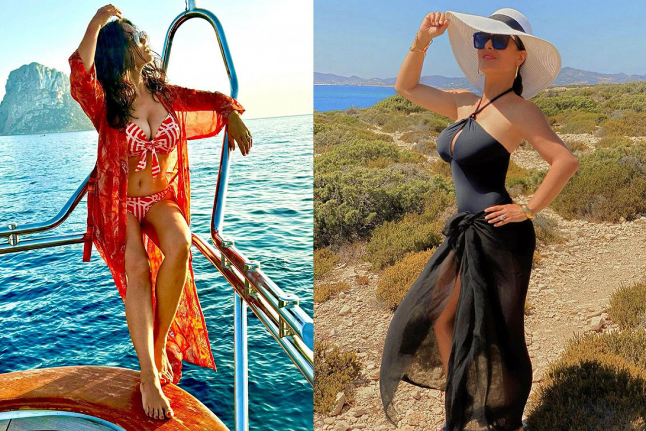 Salma Hajek u kupaćem kostimu oduševila milione fanova fenomenalnom figurom. Niko ne bi rekao da za mesec dana puni 59 godina.