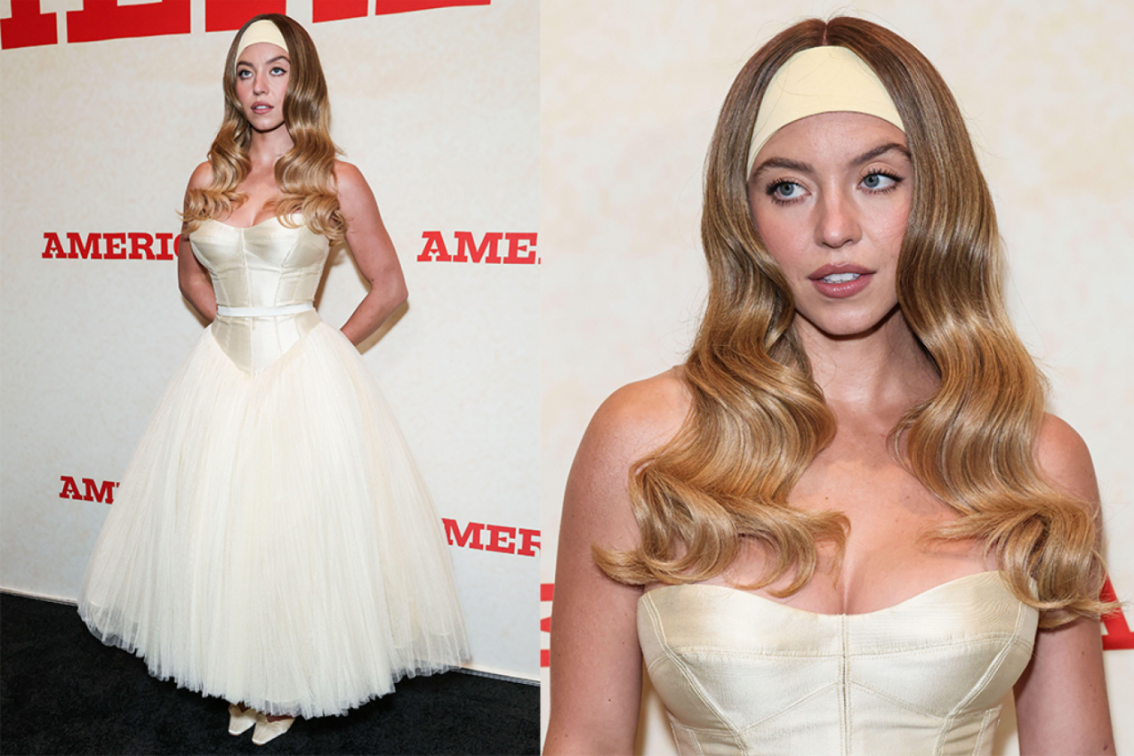 Glumica Sidni Svini u haljini koja pre podseća na venčanicu, nego na večernju toaletu.