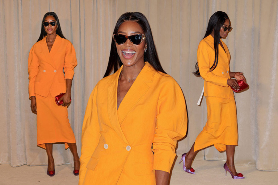 Naomi Kembel je narandžastom kombinacijom na reviji Rožea Vivijea potvrdila povratak mode osamdesetih