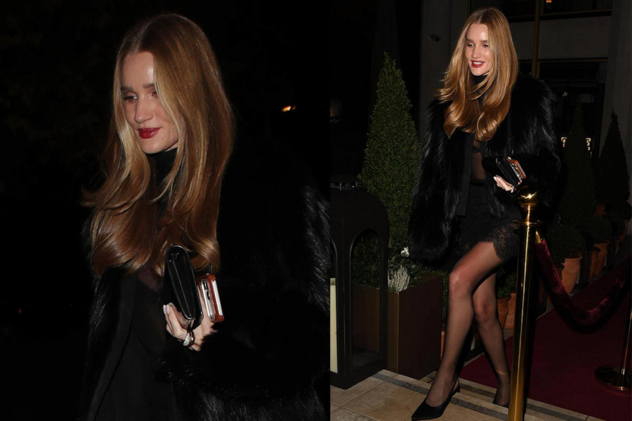 Rouzi Hantington-Vajtli pokazala duge noge i kako se nosi čipka i krzno sa stilom