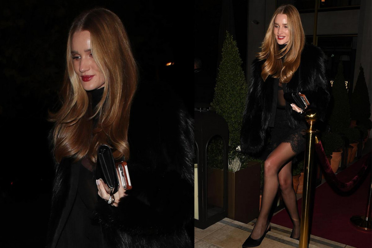 Rouzi Hantington-Vajtli pokazala duge noge i kako se nosi čipka i krzno sa stilom