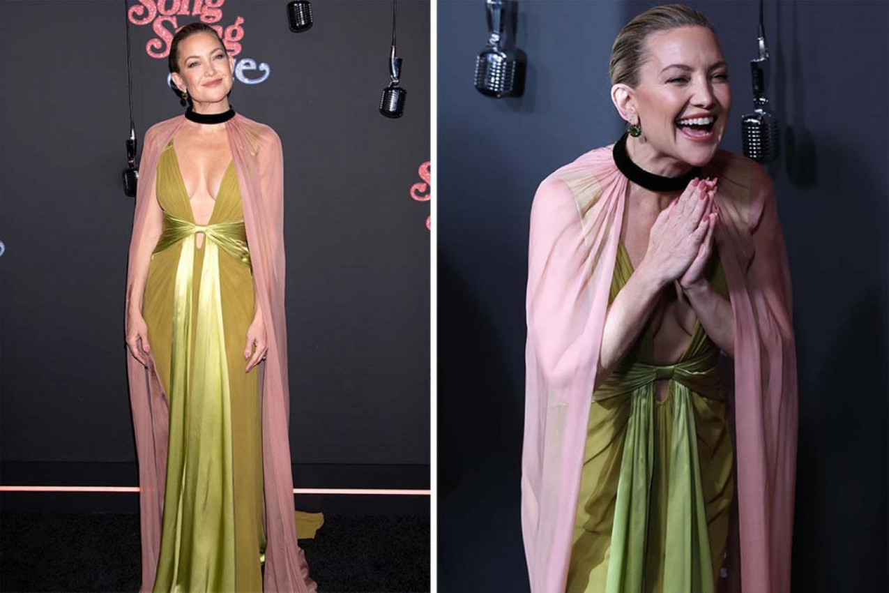 Kao morska sirena: Glumica Kejt Hadson izgledala je zanosno na premijeri filma "Song Sung Blue" u Njujorku