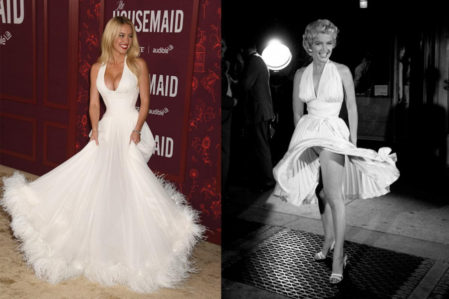 Tanak struk i bujne grudi: Sidni Svini na premijeri filma "The Housemaid" kao kopija Merilin Monro
