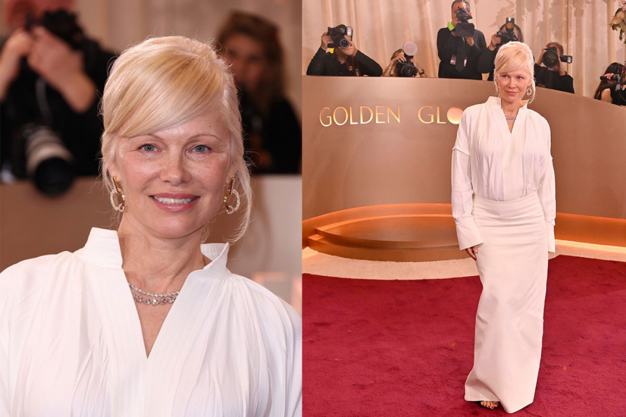 Prirodna elegnacija - Pamela Anderson pojavila se na 83. dodeli Zlatnog globusa u jednostavnoj beloj haljini i s gotovo neprimetnom šminkom