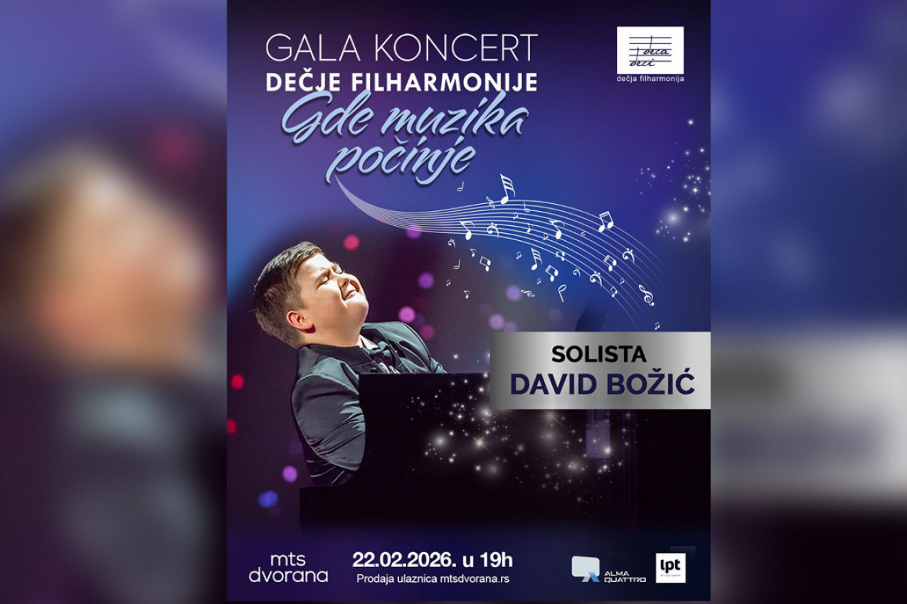 DAVID BOŽIĆ solista na gala koncertu Dečje filharmonije: Tradicionalni nastup biće održan 22. feburara od 19 časova u mts Dvorani