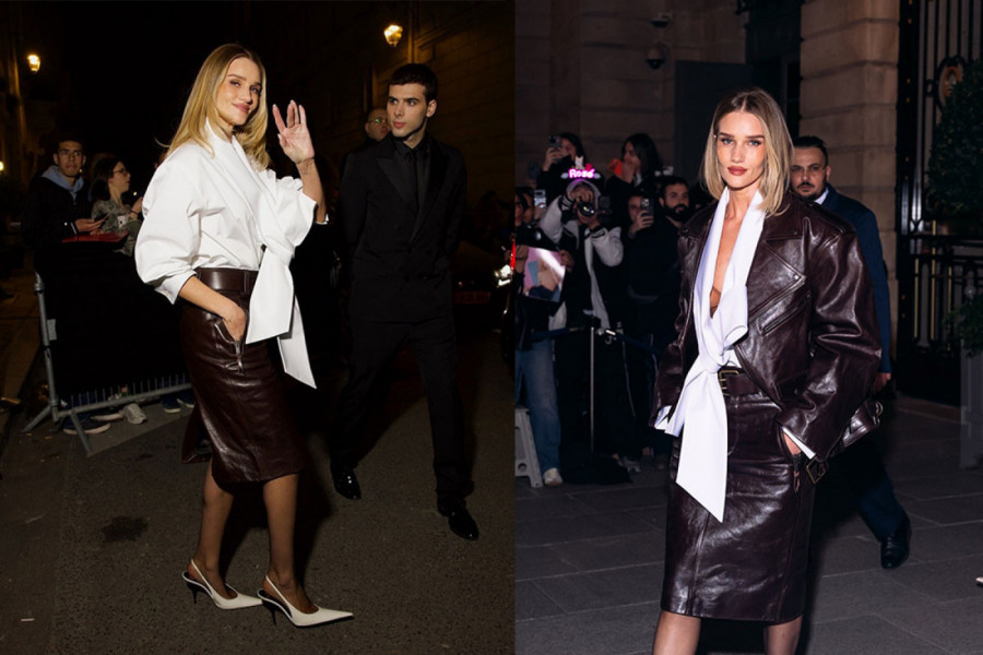 Mašna koja je ukrala šou: Rouzi Hantington Vajtli u glamuroznom izdanju na Iv Sen Loran reviji