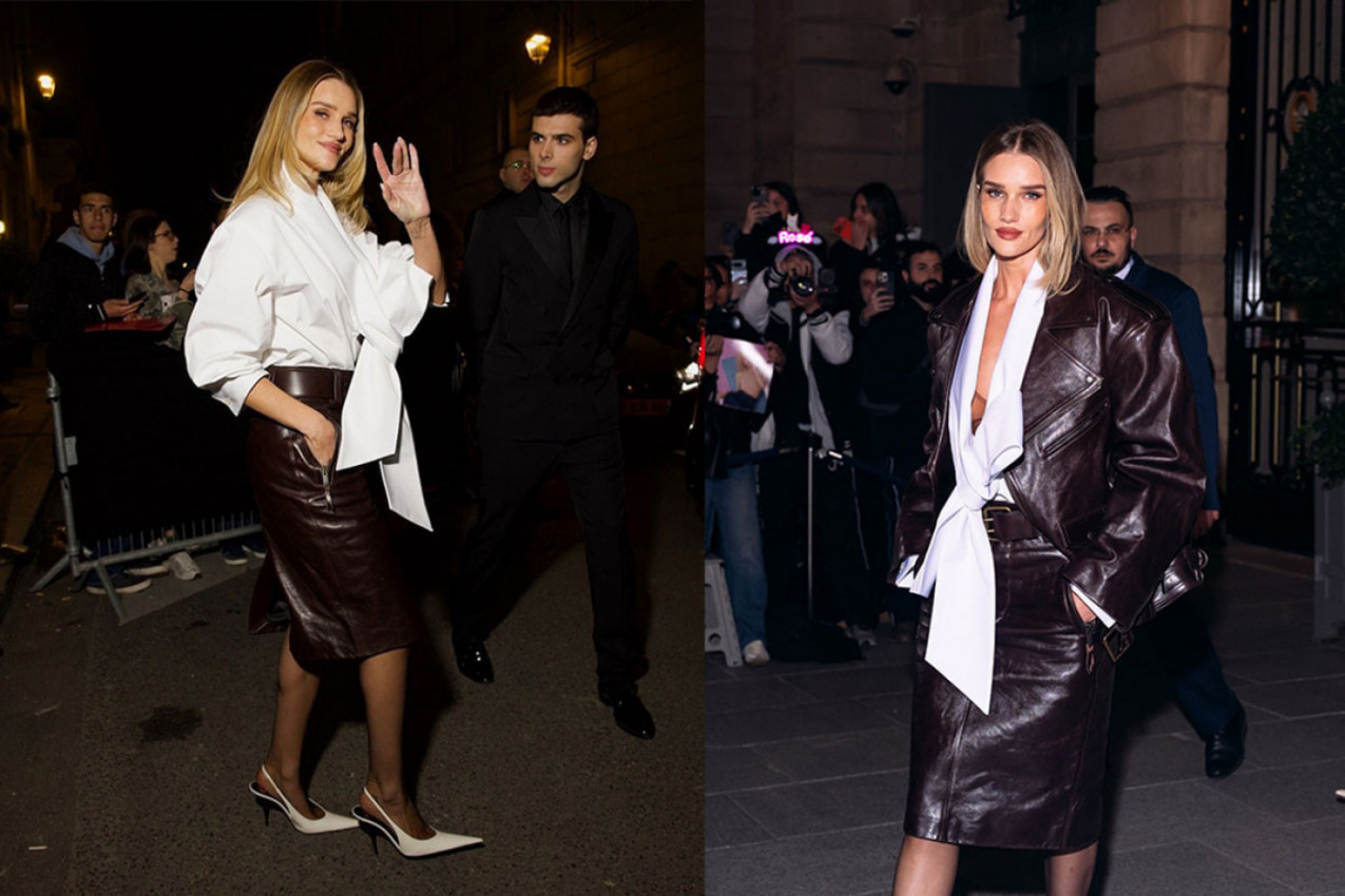 Mašna koja je ukrala šou: Rouzi Hantington Vajtli u glamuroznom izdanju na Iv Sen Loran reviji