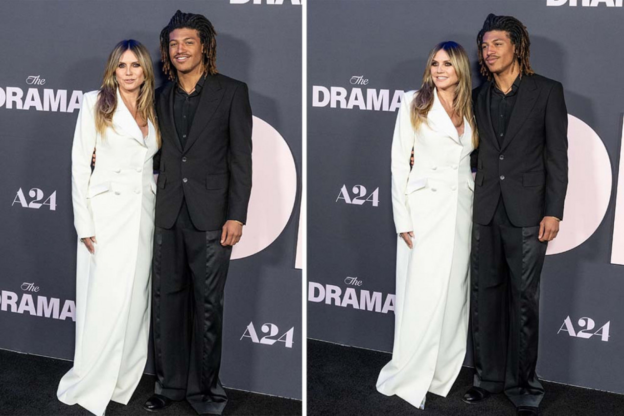 Hajdi Klum izdominirala u beloj mantil-haljini sa sinom Henrijem Samjuelom