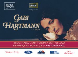 Zbog najavljenih loših vremenskih uslova, francuska pevačica GABI HARTMAN nastupiće u sredu 1. jula u MTS DVORANI umesto u BOTANIČKOJ BAŠTI JEVREMOVAC