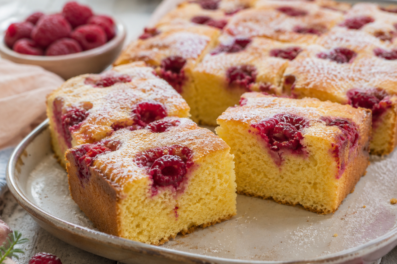 ŽUTI KOLAČ SA MALINAMA: Bakina mekana poslastica koju svi obožavaju uz JEDAN TRIK biće za pamćenje! (RECEPT)