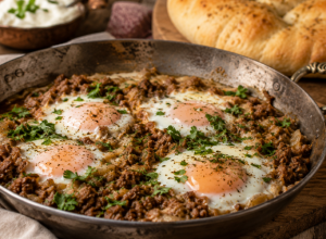Pravi BOSANSKI ČIMBUR sa mesom i jajima: Starinsko jelo koje se sprema u jednom tiganju (RECEPT)